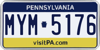 PA license plate MYM5176