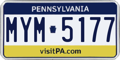 PA license plate MYM5177