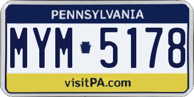 PA license plate MYM5178