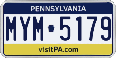 PA license plate MYM5179