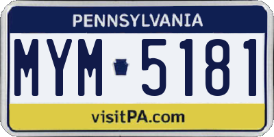 PA license plate MYM5181