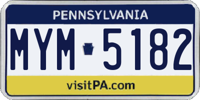 PA license plate MYM5182