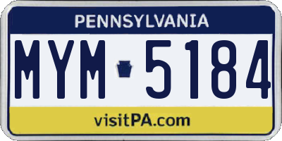 PA license plate MYM5184