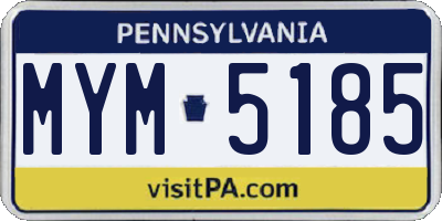 PA license plate MYM5185
