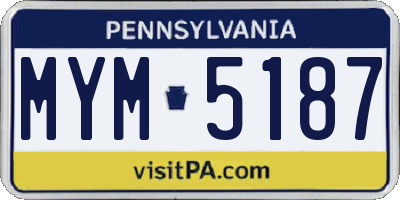PA license plate MYM5187