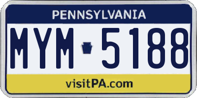 PA license plate MYM5188