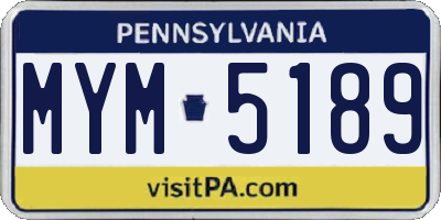 PA license plate MYM5189