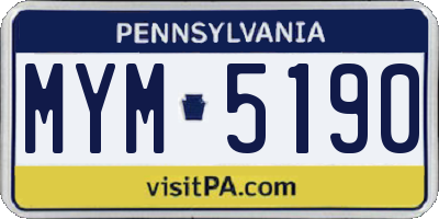 PA license plate MYM5190