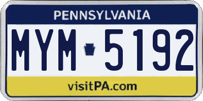 PA license plate MYM5192
