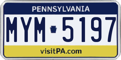 PA license plate MYM5197