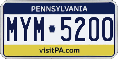 PA license plate MYM5200