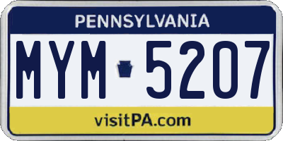 PA license plate MYM5207