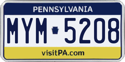 PA license plate MYM5208