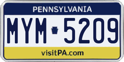 PA license plate MYM5209
