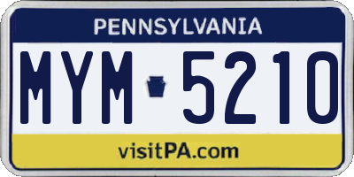 PA license plate MYM5210