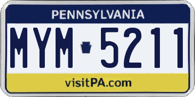 PA license plate MYM5211