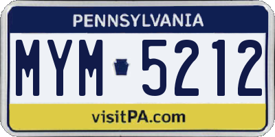 PA license plate MYM5212