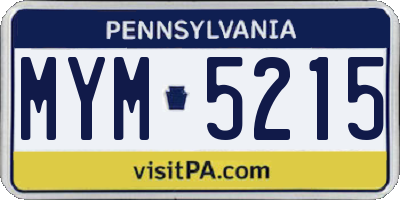 PA license plate MYM5215