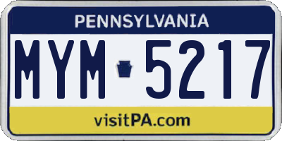 PA license plate MYM5217