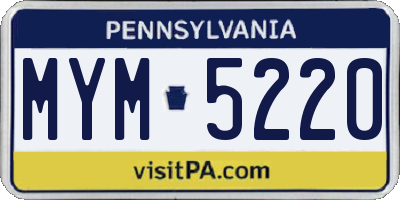 PA license plate MYM5220