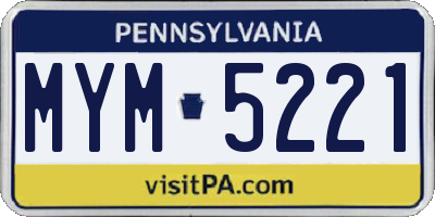 PA license plate MYM5221