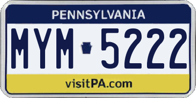 PA license plate MYM5222