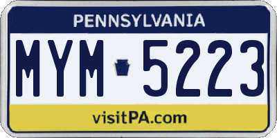 PA license plate MYM5223