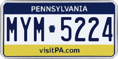 PA license plate MYM5224