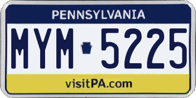 PA license plate MYM5225