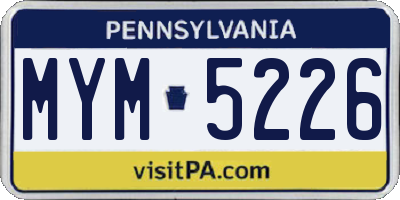 PA license plate MYM5226