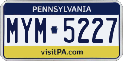 PA license plate MYM5227