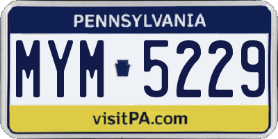 PA license plate MYM5229