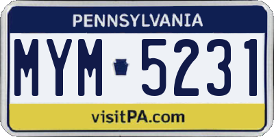 PA license plate MYM5231