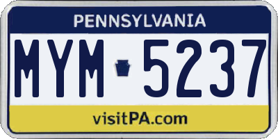 PA license plate MYM5237