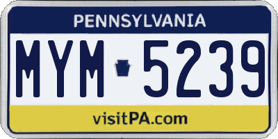PA license plate MYM5239