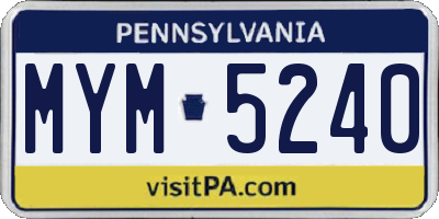 PA license plate MYM5240