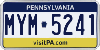 PA license plate MYM5241