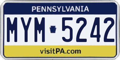 PA license plate MYM5242
