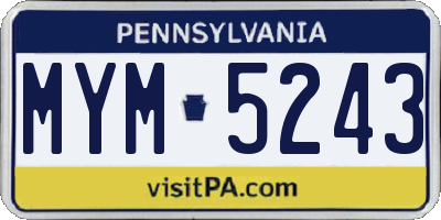 PA license plate MYM5243