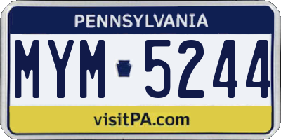 PA license plate MYM5244