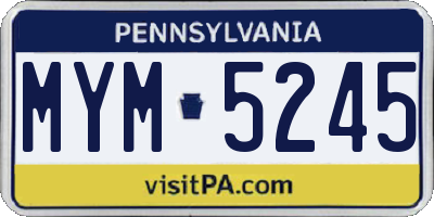 PA license plate MYM5245