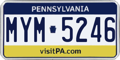 PA license plate MYM5246