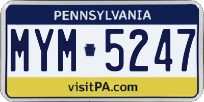 PA license plate MYM5247