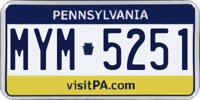 PA license plate MYM5251