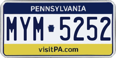 PA license plate MYM5252