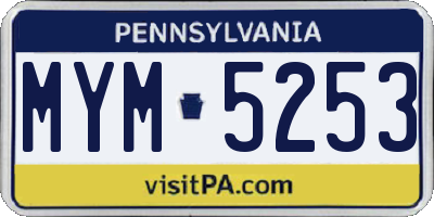 PA license plate MYM5253