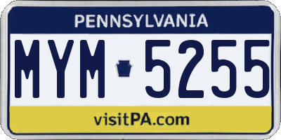 PA license plate MYM5255