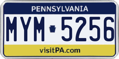 PA license plate MYM5256