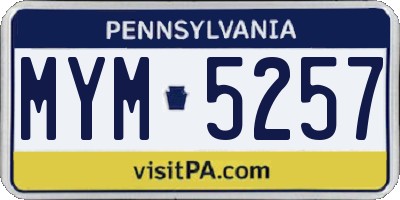 PA license plate MYM5257