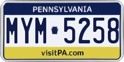 PA license plate MYM5258